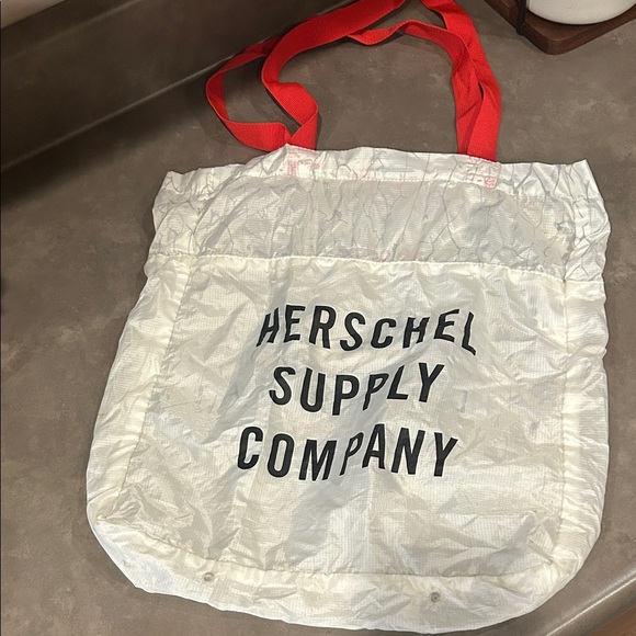 Herschel Supply Company Handbags - Herschel Supply Company White reusable shopping Tote with Red Straps compact